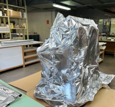 Traitement d'un meuble par anoxie par l'équipe de Nuisibles Chrono